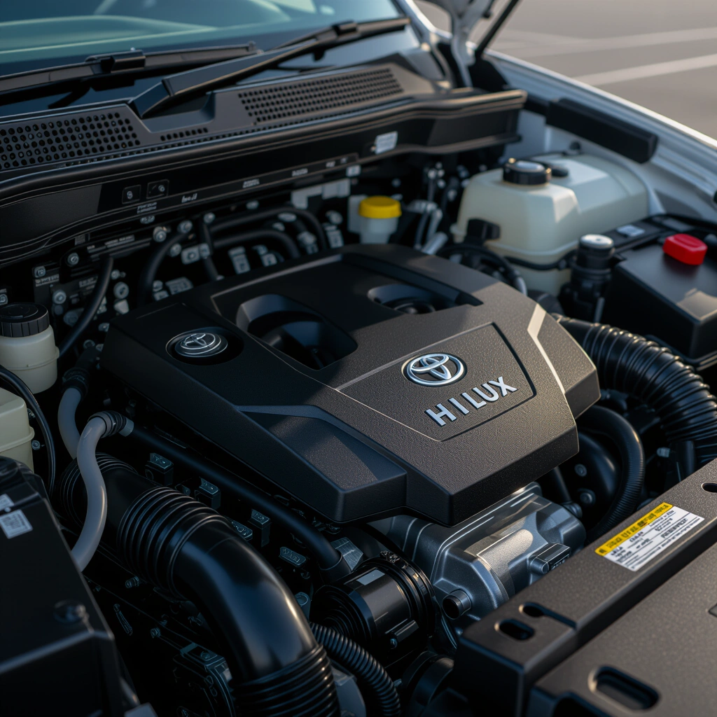 Close-up of Toyota Hilux 2.8 diesel engine components