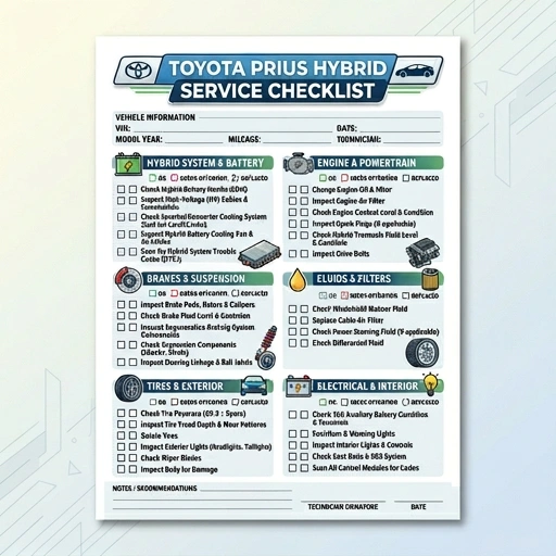 Toyota Yaris Cross maintenance checklist on clipboard with car in background